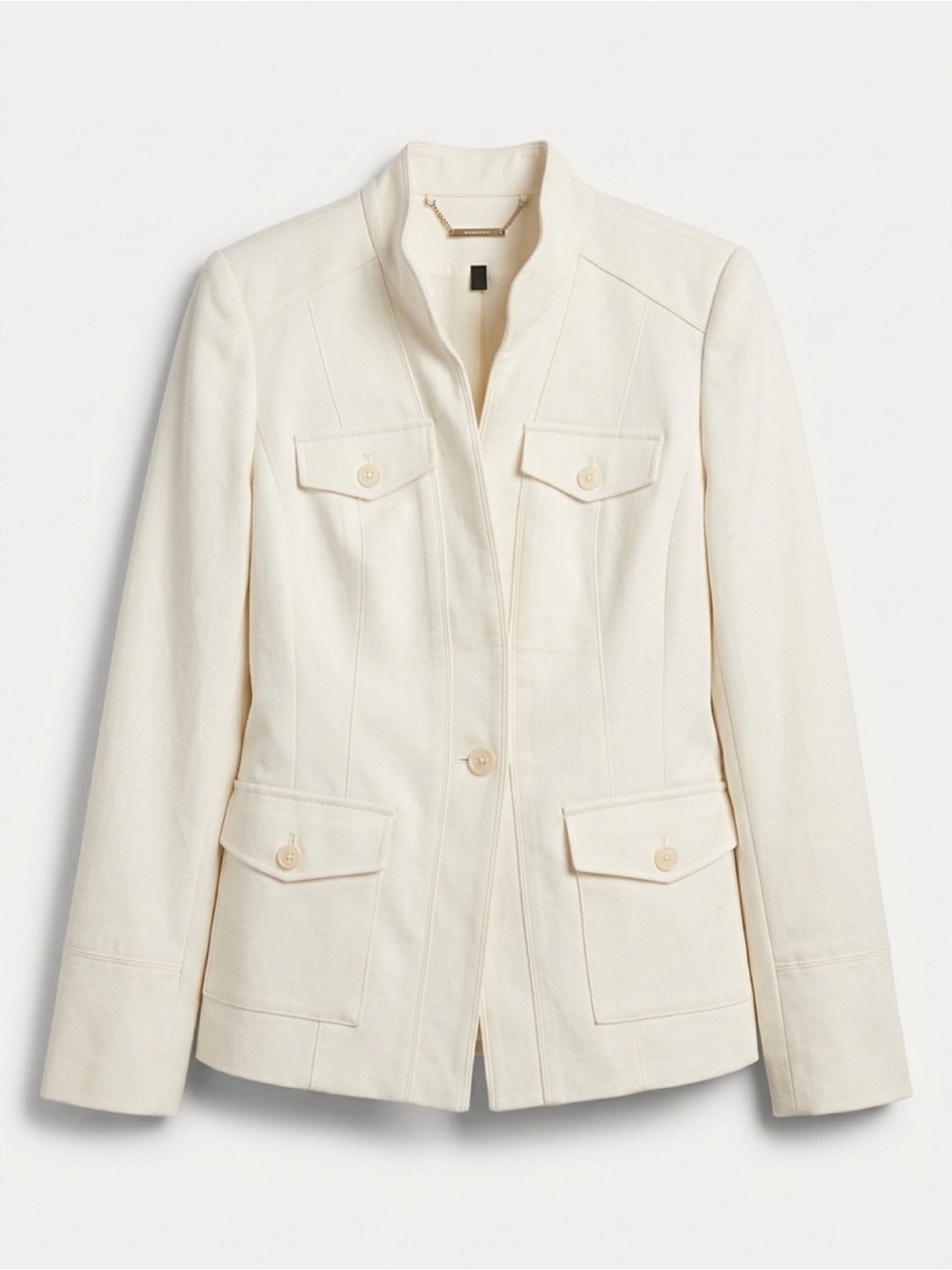 WHBM Cotton Blend Ecru Safari Utility Jacket - Picture 2 of 8